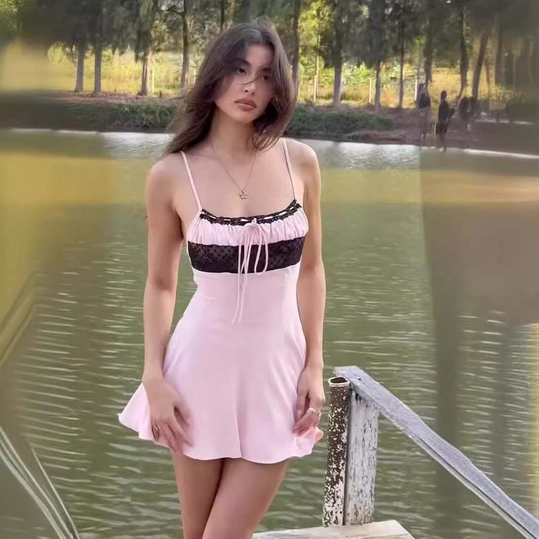 Fina Dam Klänningar Spaghetti Strap Ärmlös Polyester 3