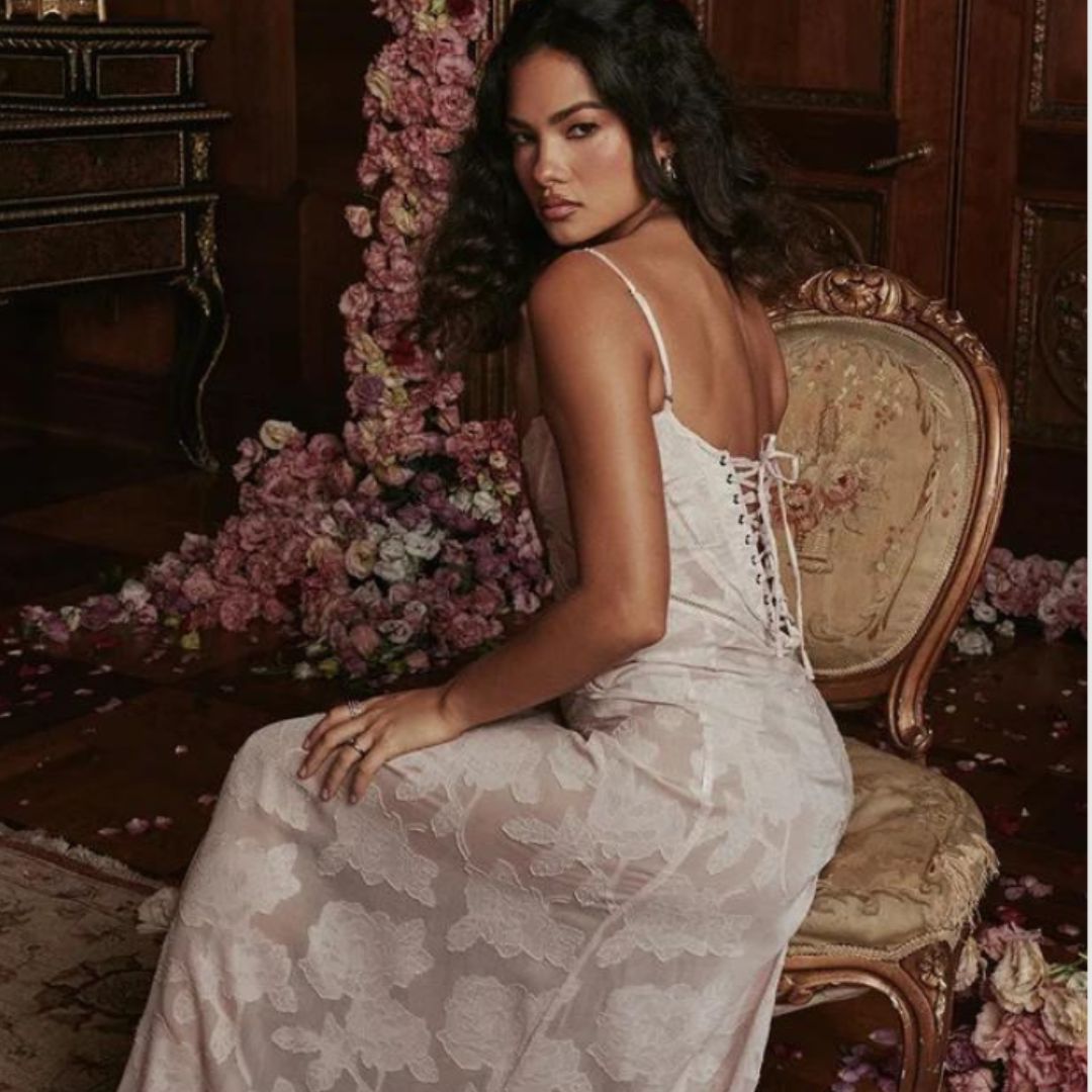 Dam Maxiklänning Spets Detaljer Polyester Lång Klänning-6