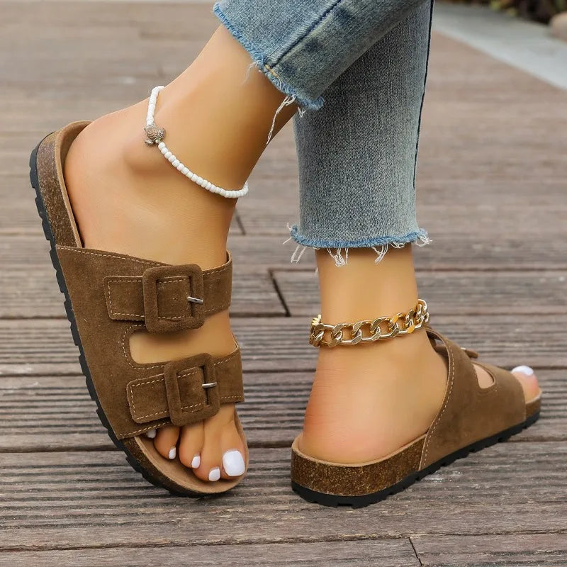 Kvinnors Flip Flops Icke-Halkiga PU-Läder Sandaler-2