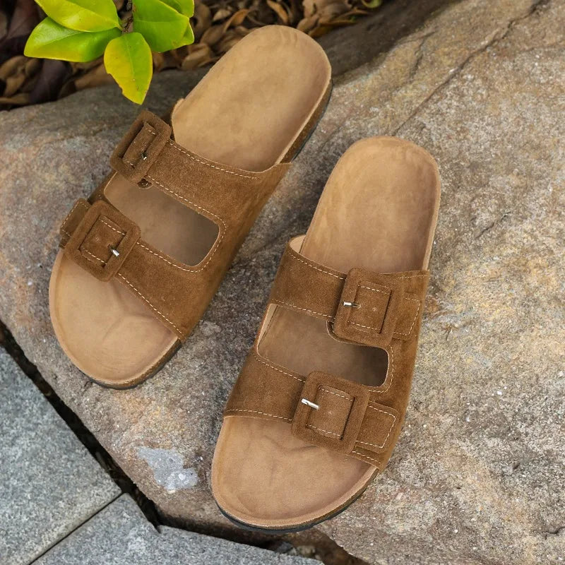 Kvinnors Flip Flops Icke-Halkiga PU-Läder Sandaler-5
