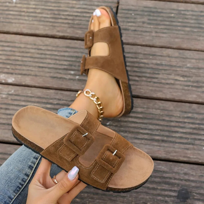 Kvinnors Flip Flops Icke-Halkiga PU-Läder Sandaler-4