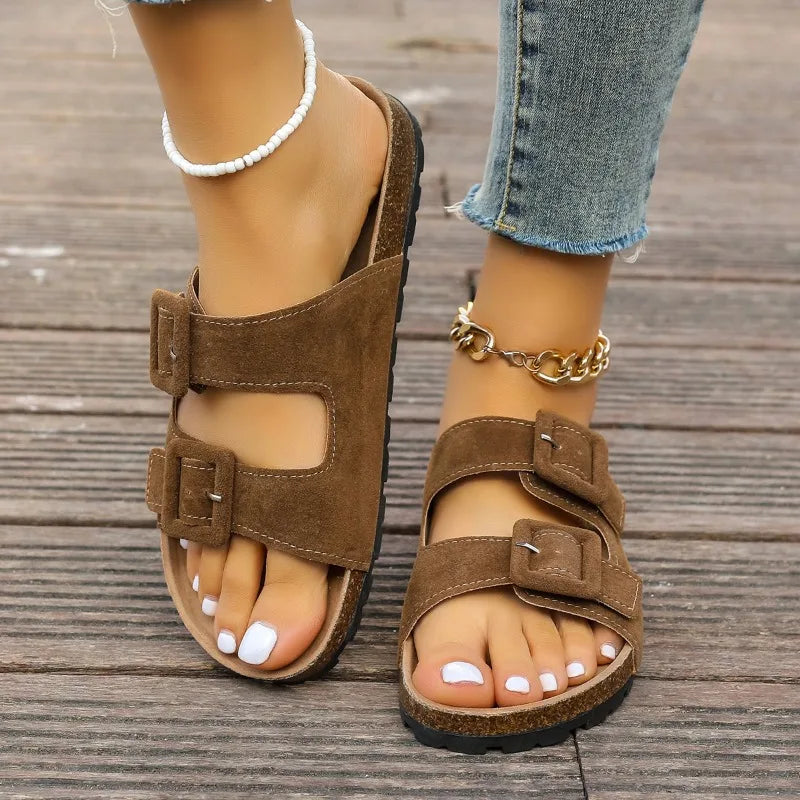 Kvinnors Flip Flops Icke-Halkiga PU-Läder Sandaler-1