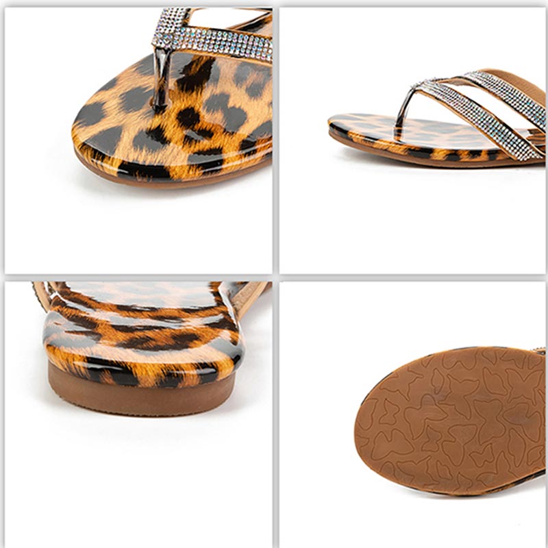 Dam Sandaler Gladiator Leopard PU Slip-On Skor-6