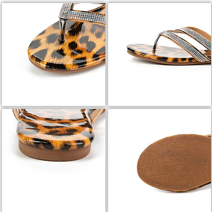 Dam Sandaler Gladiator Leopard PU Slip-On Skor-6