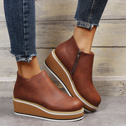 Variant image for Dam Stövlar Platta Läder Plattform Elegant Komfort-9