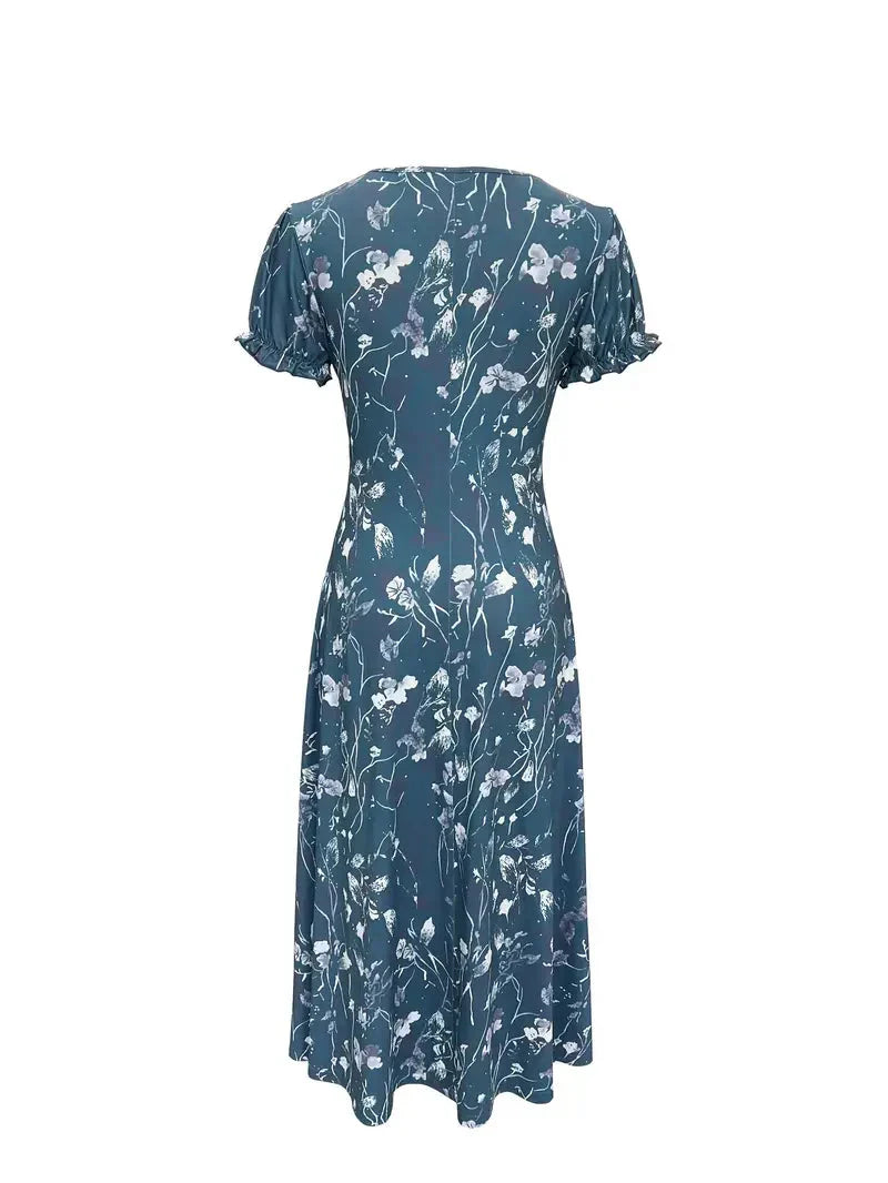 Dam Långklänning Cirkulär Halsringning Dacron Spandex för Fest och Avslappnad Stil-3