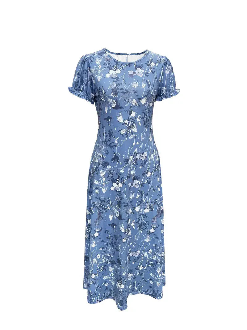 Dam Långklänning Cirkulär Halsringning Dacron Spandex för Fest och Avslappnad Stil-1