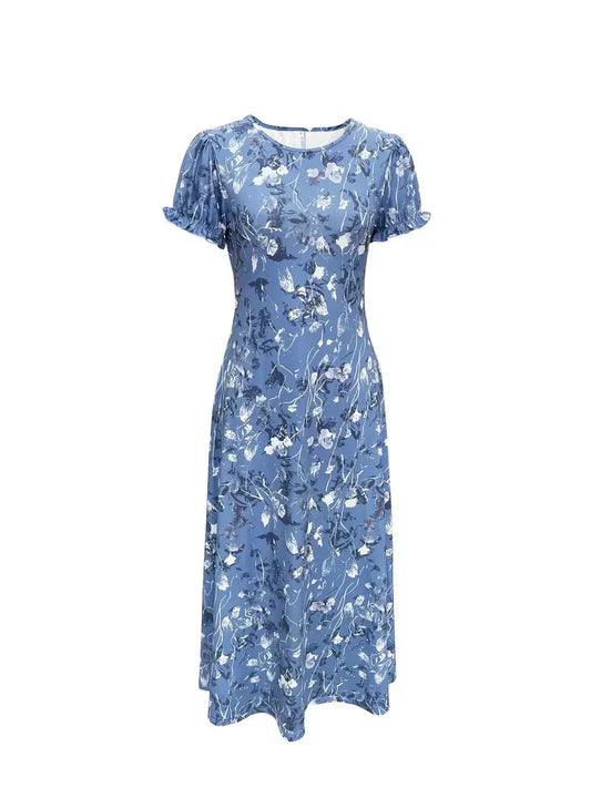 Dam Långklänning Cirkulär Halsringning Dacron Spandex för Fest och Avslappnad Stil-1