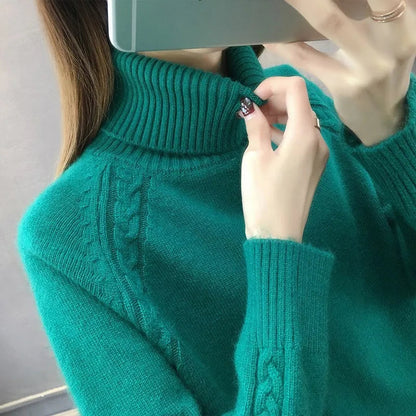 Variant image for Stickad Dam Tröja Turtleneck Bomull Polyester Casual-26