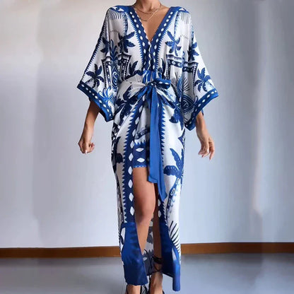 Kvinna Boho-Kimono Klänning Midjeband 100% Viskos 2