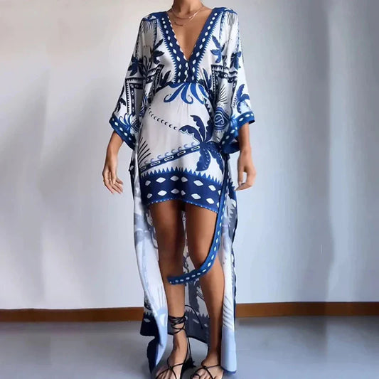 Kvinna Boho-Kimono Klänning Midjeband 100% Viskos 1