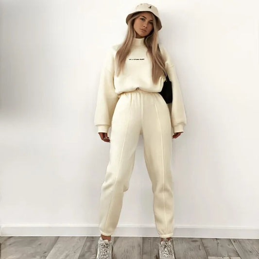 Dam Casual Set Tröja och Joggers Mjuk Bomull-1