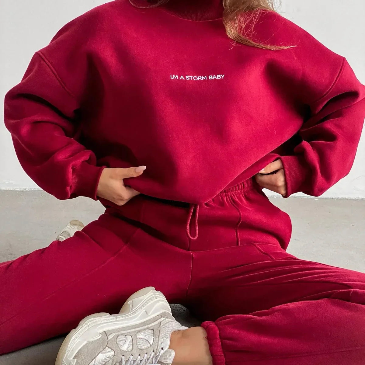 Dam Casual Set Tröja och Joggers Mjuk Bomull-5