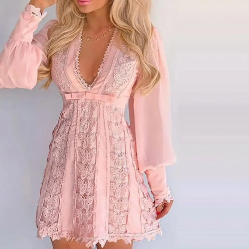 Kvinna Toppklänning Lykta Ärmar Högkvalitativt Tyg-1