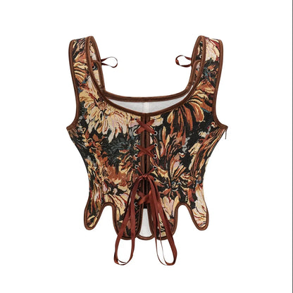 Dam Corset Blommotiv Tapetdesign Justerbara Slingband-2