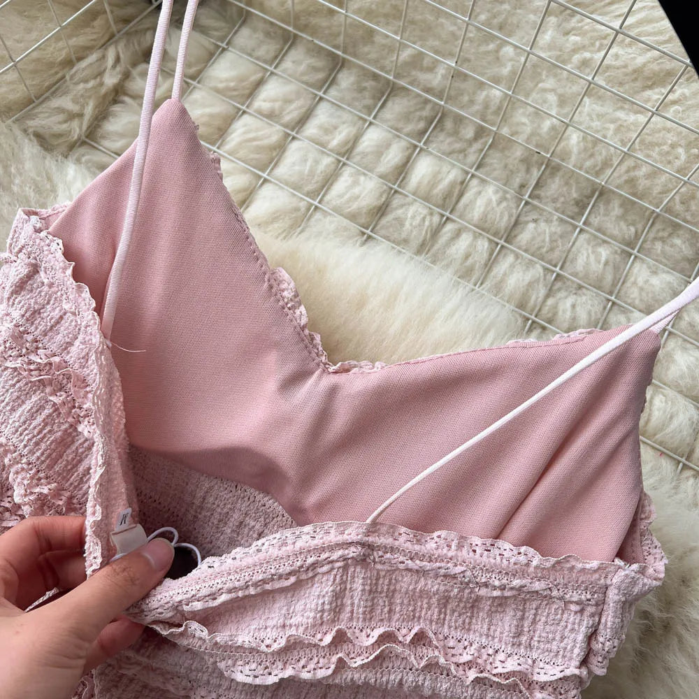 Tvådelat Set Dam Spets Topp och Graderad Kjol Polyester Elegant Outfit-4