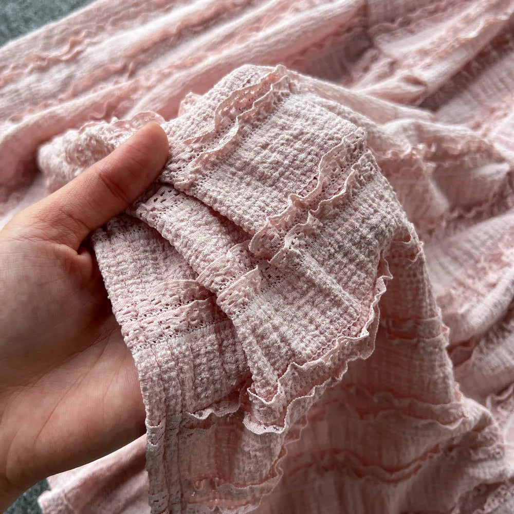 Tvådelat Set Dam Spets Topp och Graderad Kjol Polyester Elegant Outfit-2