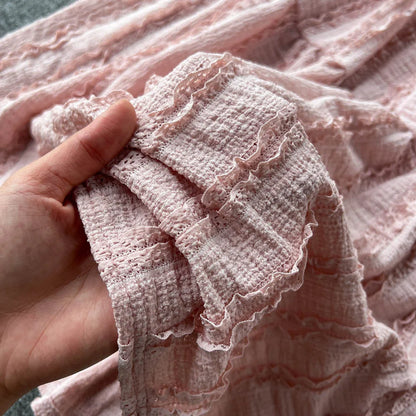 Tvådelat Set Dam Spets Topp och Graderad Kjol Polyester Elegant Outfit-2