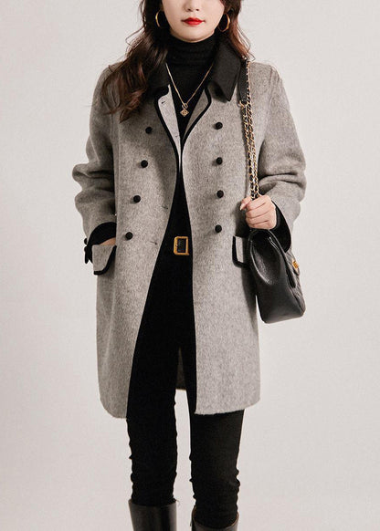 Dam Trench Coat Dubbelbröstad Patchwork Ull 2