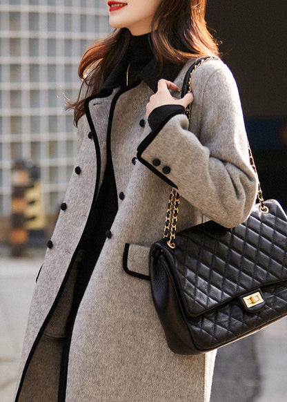 Dam Trench Coat Dubbelbröstad Patchwork Ull 3