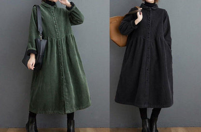 Kvinna Lång Sladdrock Elegant Högkvalitativt Tyg-6