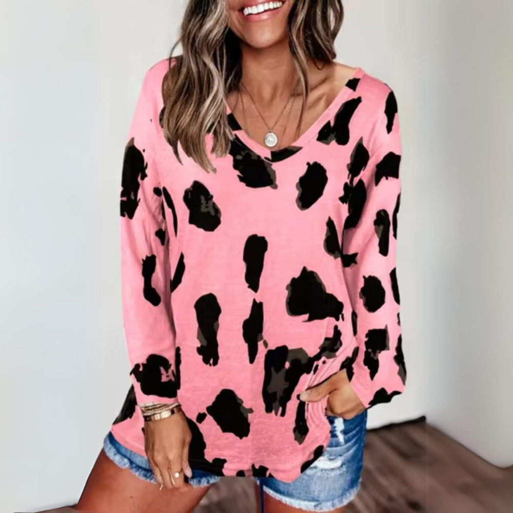 Avslappnad Dam Tröja med Leopardmönster i 100% Bomull – Lätt Passform för Alla Tillfällen 1