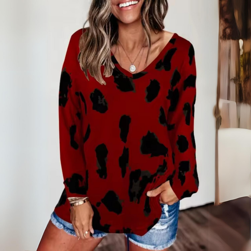 Avslappnad Dam Tröja med Leopardmönster i 100% Bomull – Lätt Passform för Alla Tillfällen 6