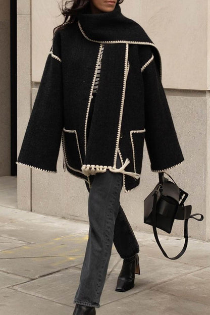 Lång Vinterrock Dam Trendig Polyester Elegant Design 4