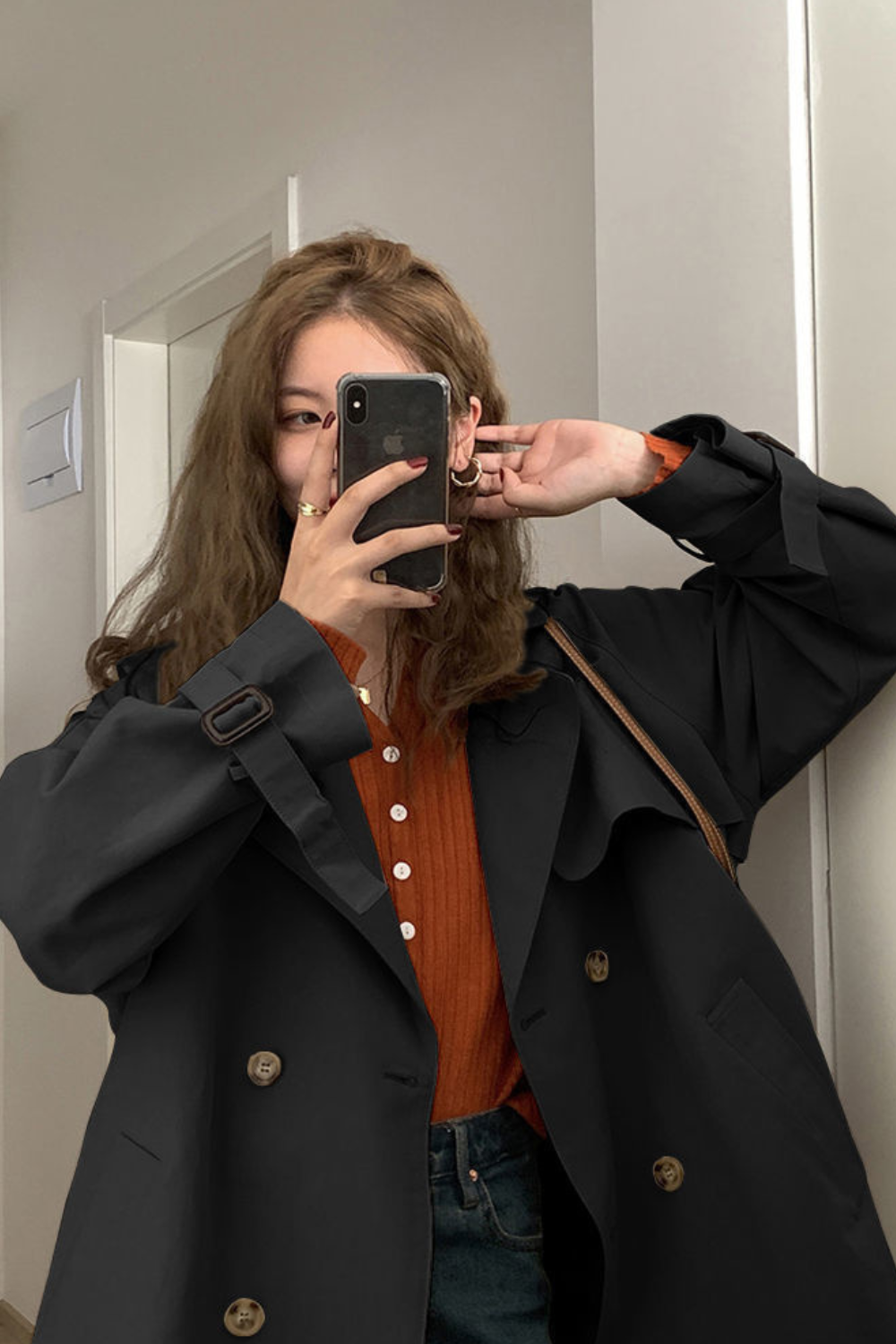 Dam Lång Vinterjacka Klassisk Polyester-3
