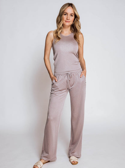 Dam Byxor med Resår i Midjan Snygga Bred Snitt Mjuk Tyg-2