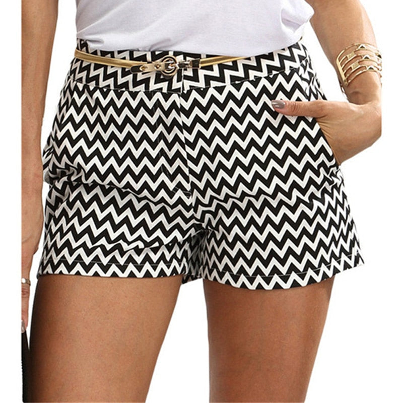 Dam Shorts Randig Design i Bomull och Polyester-5