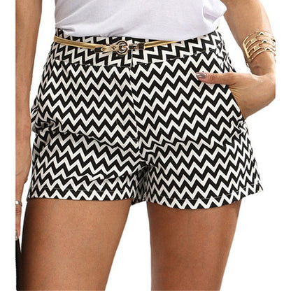 Dam Shorts Randig Design i Bomull och Polyester-5