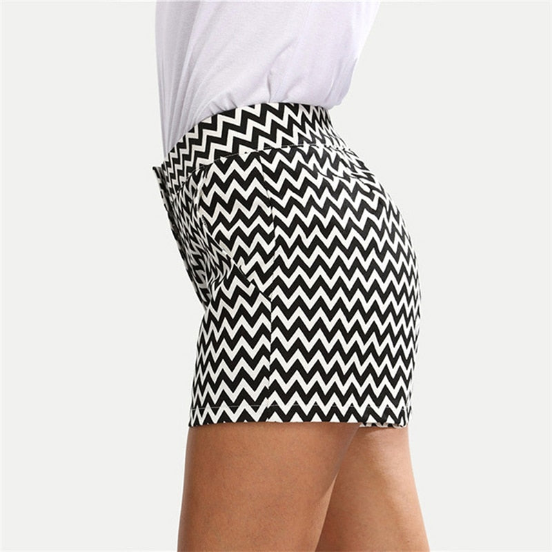 Dam Shorts Randig Design i Bomull och Polyester-3