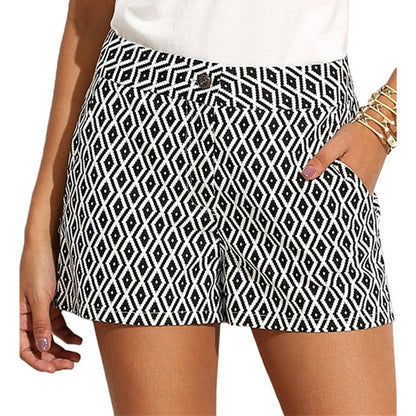 Dam Shorts Randig Design i Bomull och Polyester-2