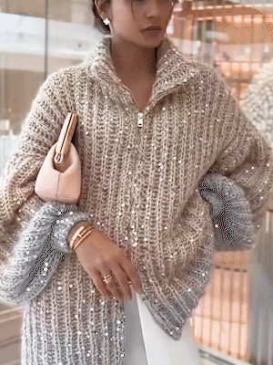 Stickad Tröja Dam Mysig Akryl för Vardagsbruk-2