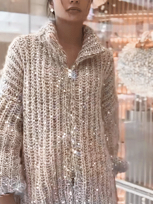 Stickad Tröja Dam Mysig Akryl för Vardagsbruk-3