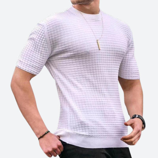 Herr T-Shirt med 3D Våffla i Kvalitet, Avslappnad Passform i 100% Bomull, För Vardagsbruk och Avslappnade Tillfällen 1