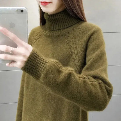 Variant image for Stickad Dam Tröja Turtleneck Bomull Polyester Casual-36