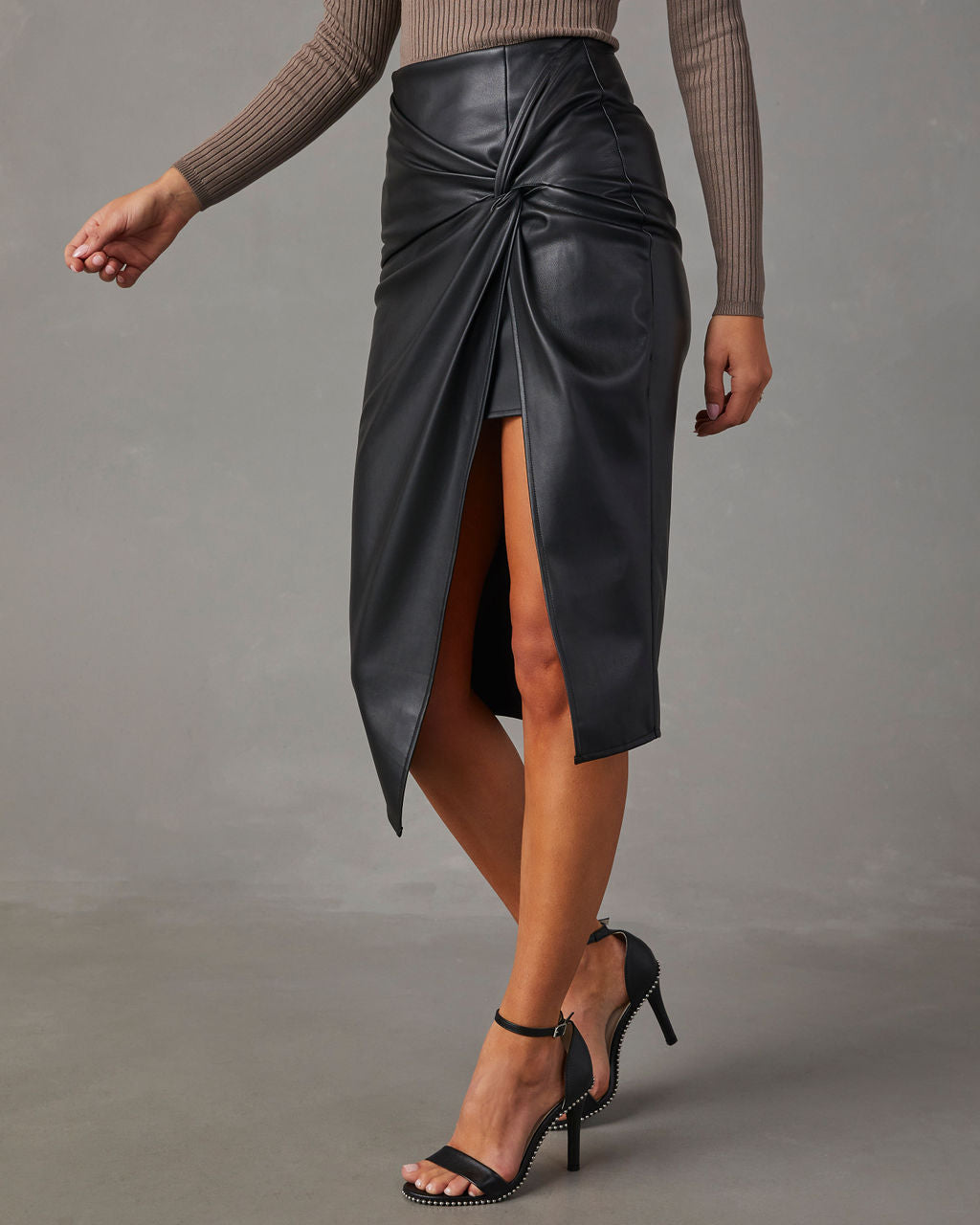 Kvinna Läderkjol Modern Chic Design Miljövänligt Material-2