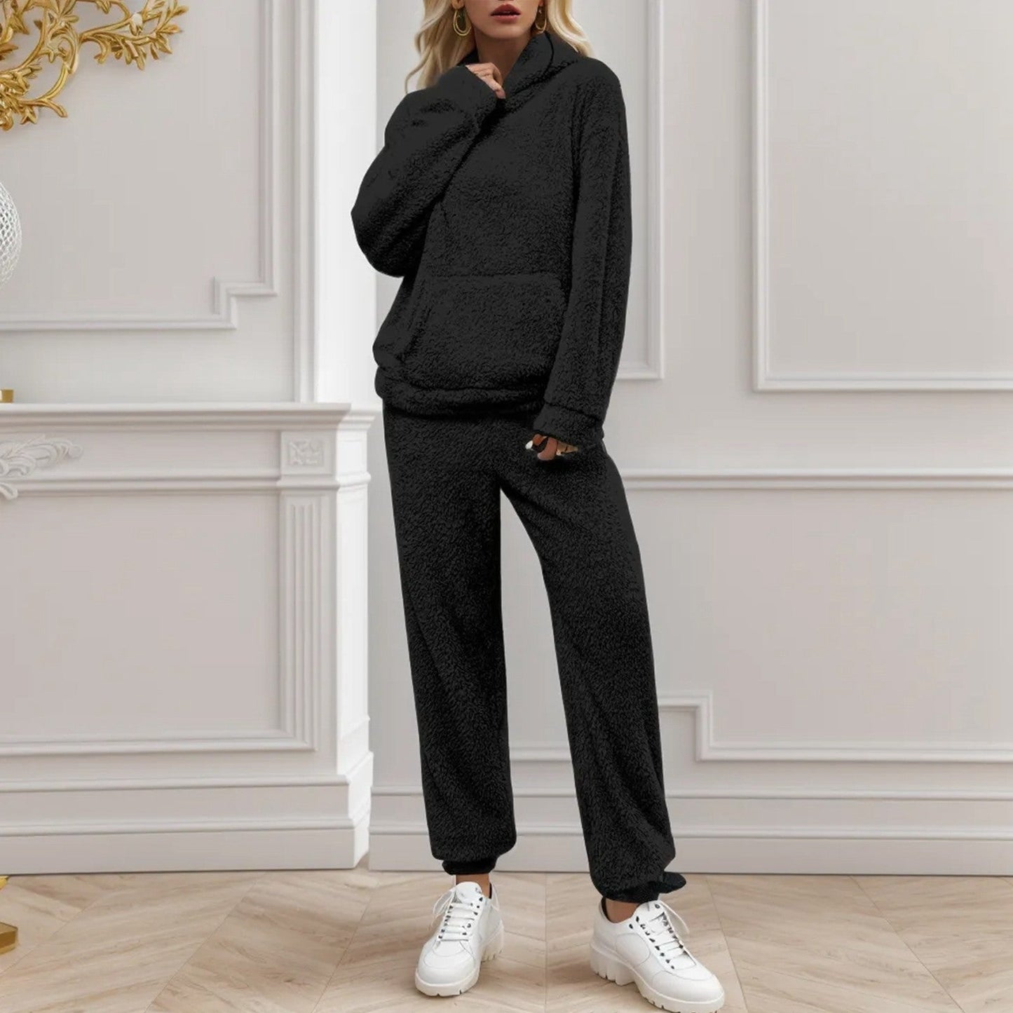 Dam Husdräkt Vinter Mjuk Tyg Avslappnad Design-5