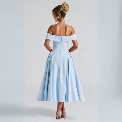 Dam Midi Klänning Elegant Lätt Tyg-6