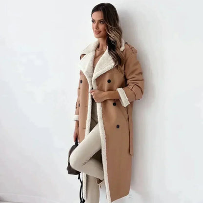 Dam Läderjacka Tidlös Design med Bälte Elegant och Bekväm-2
