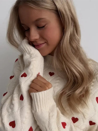 Variant image for Dam Pullover Hjärta Design Polyester Bomull-1