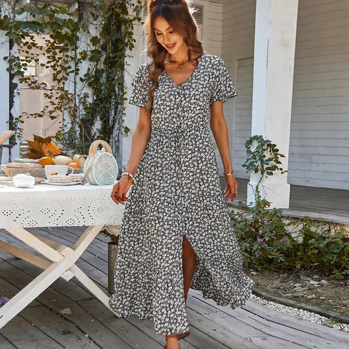 Blumenkleid Damen mit Ruffles – Elegante Polyester-Kleid für Büro und Freizeit, Größen S-XL 4