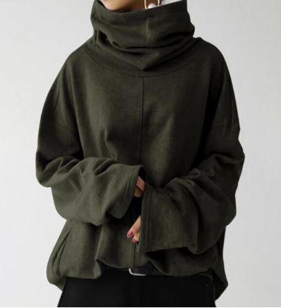 Dam Hoodie med Hög Krage – Mjuk och Bekväm Tygblandning, Normal Passform, Perfekt för Avslappnade Tillfällen 1