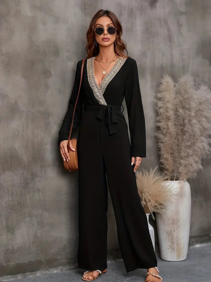 Kvinna Jumpsuit Långärmad Polyester Avslappnad Passform-2