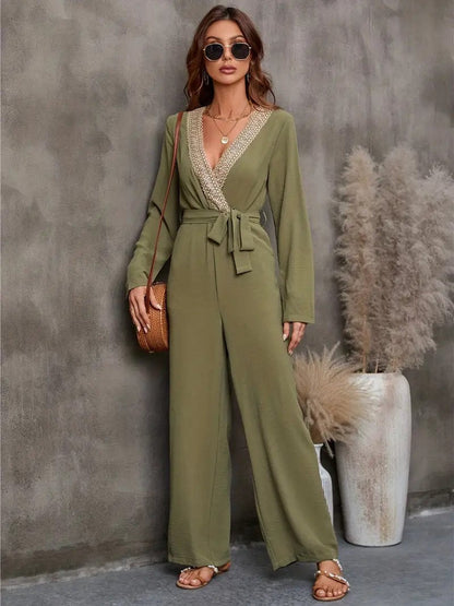 Kvinna Jumpsuit Långärmad Polyester Avslappnad Passform-4