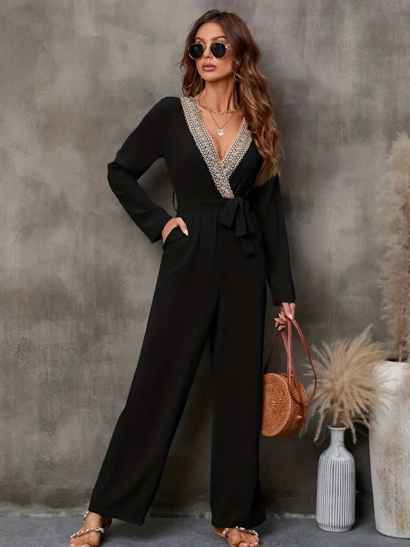Kvinna Jumpsuit Långärmad Polyester Avslappnad Passform-1