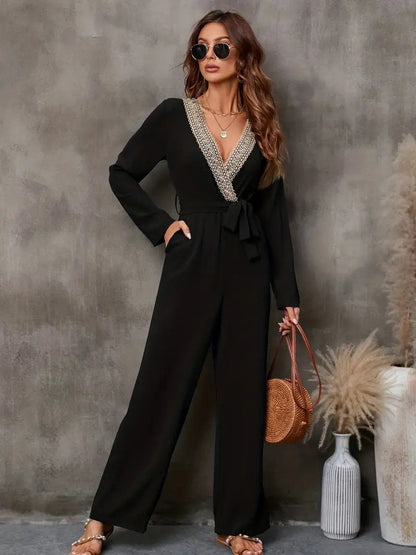 Kvinna Jumpsuit Långärmad Polyester Avslappnad Passform-1