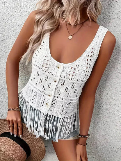 Dam Topp Boho Stil Polyester-4